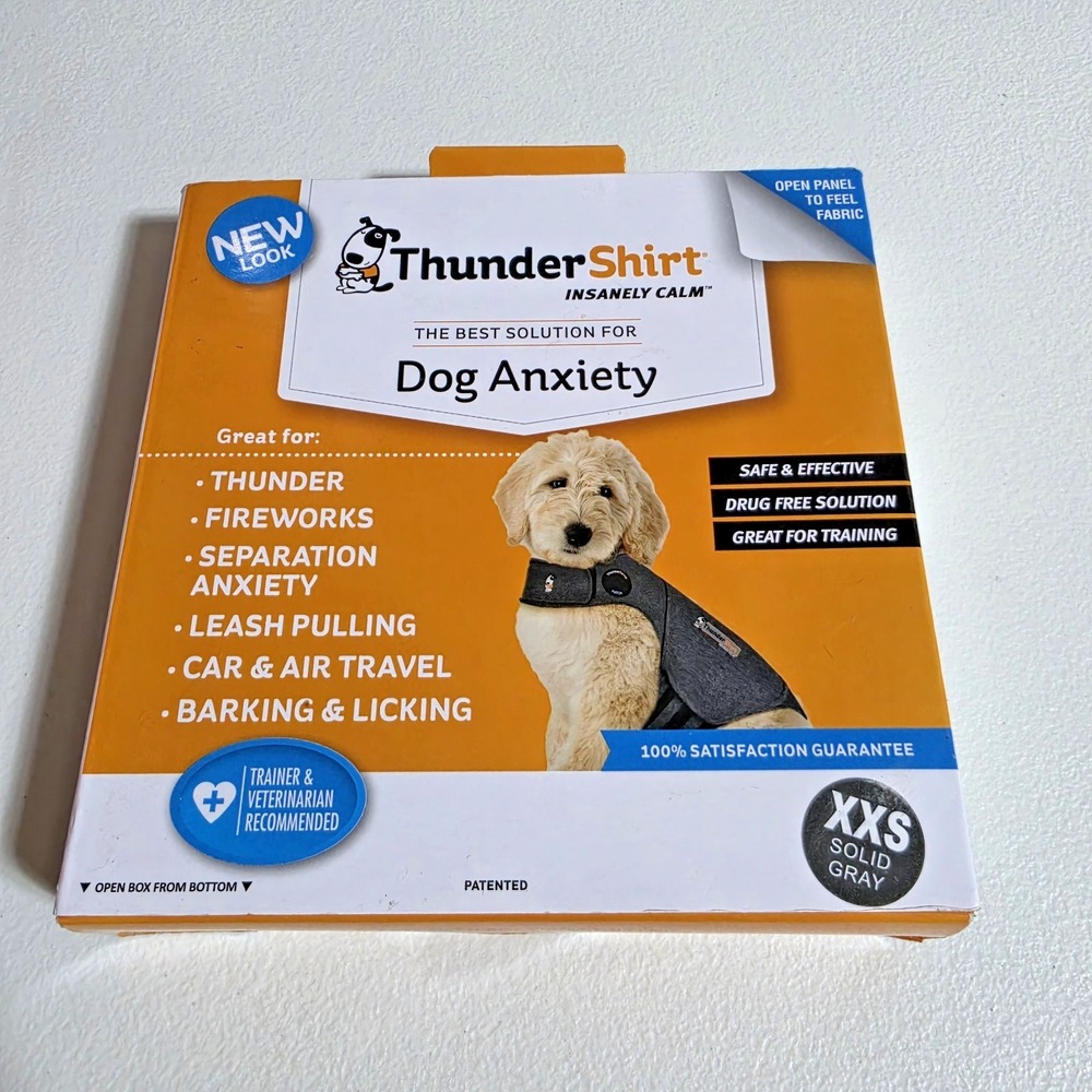 ThunderShirt for Dogs XX Small Solid Gray Classic  Anxiety Relief Calming Vest